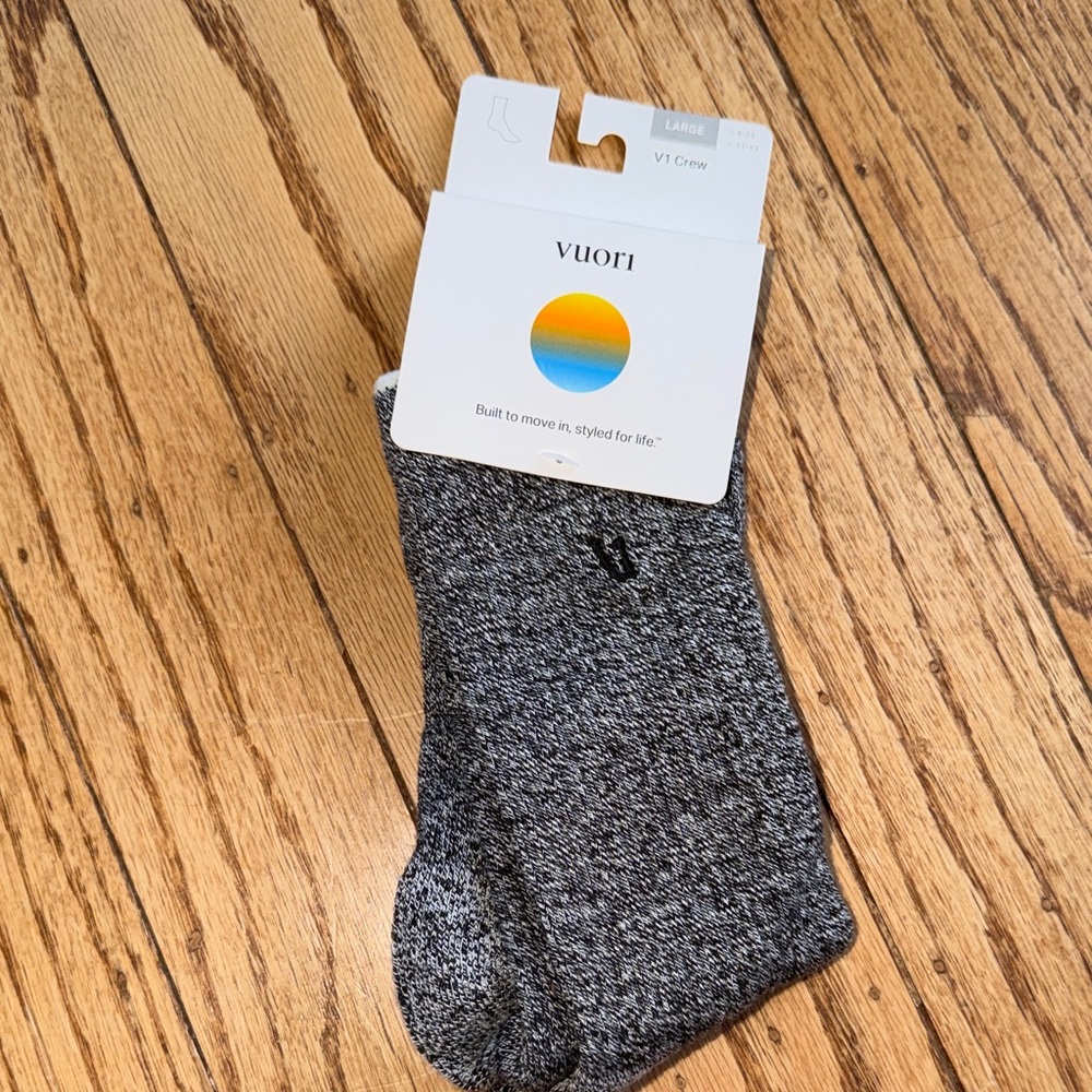 Vuori Socks V1 Crew large in Heather Grey unisex
